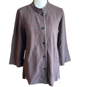 Eileen Fisher Jacket Size Small Brown Cotton Textured Jacket Mandarin Collar‎